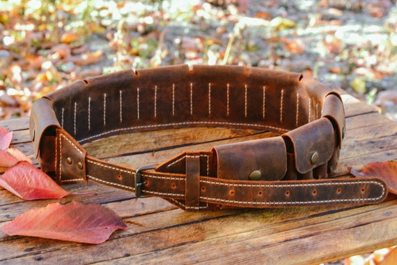 16 Gauge Bandolier Leather Cartridge Belt Bandoleer Hand sewing