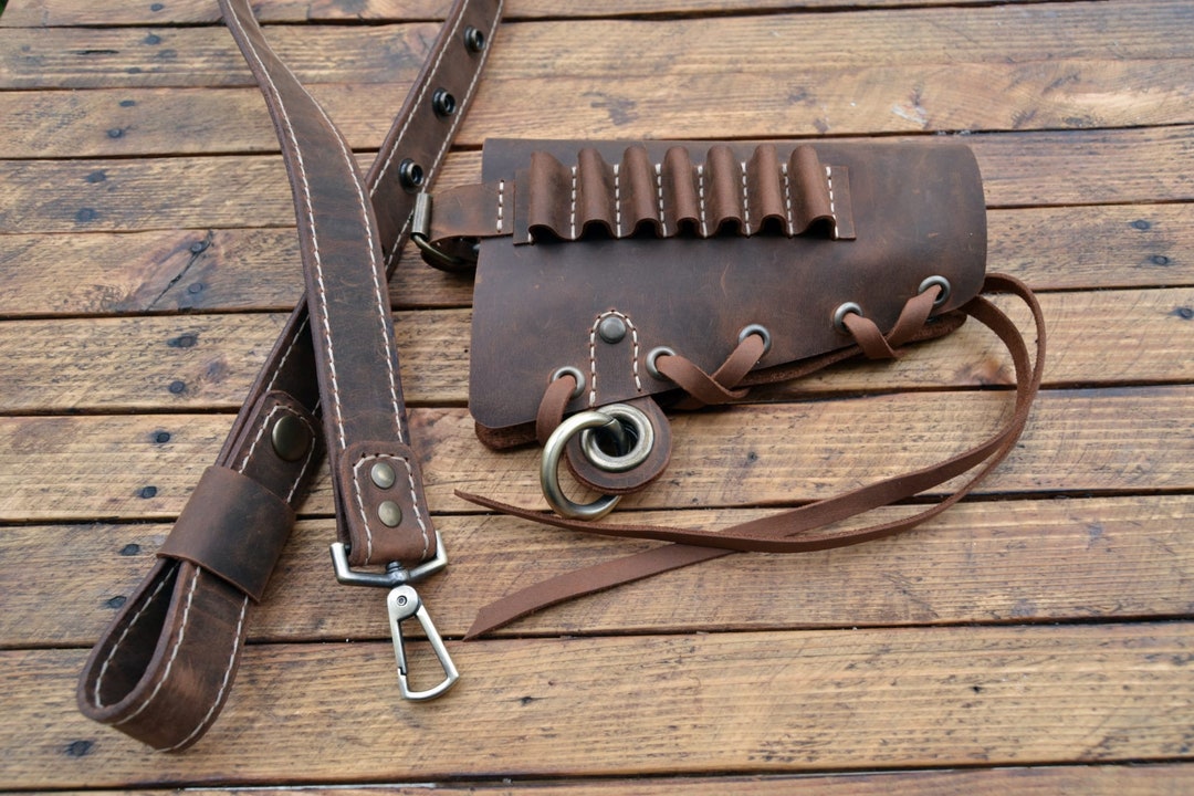 Leather Shotgun Sling and Cover With Cartridge Holder Etsy