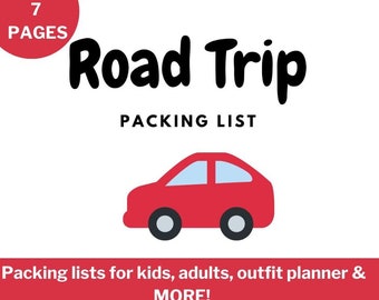 Road Trip Packing List Checklist, Vacations, Weekend Getaways, Outfit Planner