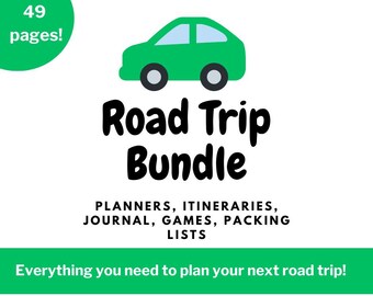 Road Trip Bundle, Road Trip Planner, Vacation Planner, Packing List, Road Trip Games