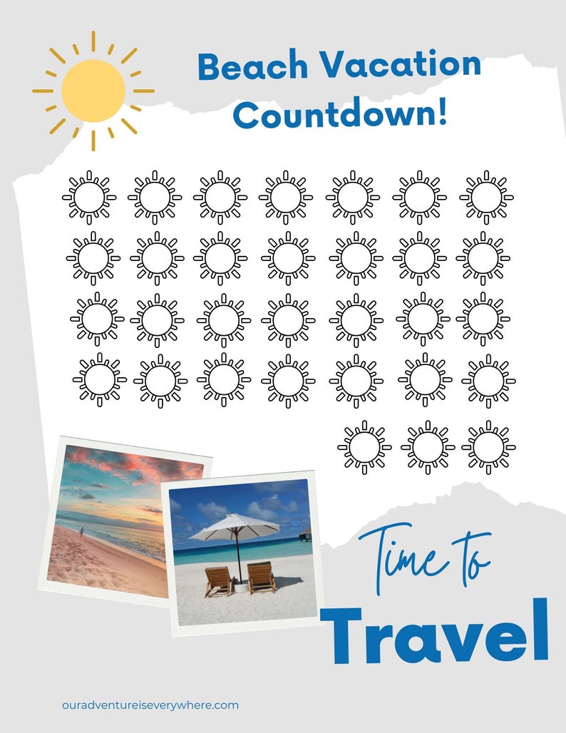 Beach Vacation Countdown Printable - Etsy