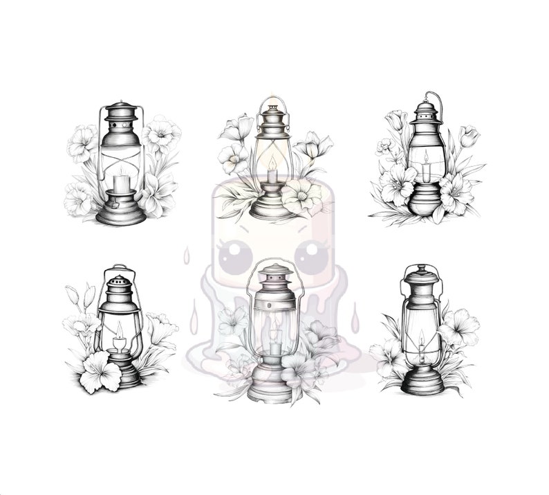 25 Vintage Floral Lamp Coloring Pages Flowers Line Art - Etsy