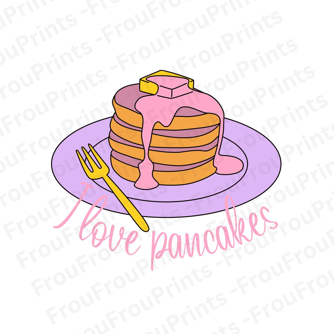 PNG I Love Pancakes PNG Purple and Pink Pancake Stack Etsy
