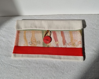 Rectangular pocket for notebooks and pencils / checkbooks / telephones and small treasures. Recycled fabrics. Handmade.