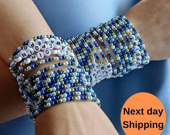 Personalized Stretch Sports Bracelets in Bulk | Custom Team Name Gifts for School, Bridesmaids & Events