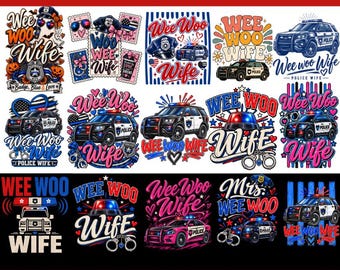 Pack d'images PNG « Wee Woo Wife », graphismes « Police Wife », cadeau pour secouriste (téléchargement numérique)