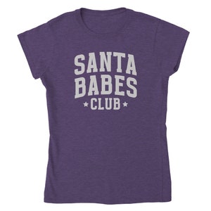 Santa babes club Klassieke Dames Crewneck T-shirt kerst feestelijke nieuwigheidscadeaus voor haar eenvoudige kerst-T-shirt