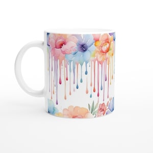 Watercolour flowers | 11oz Ceramic Mug | Dishwasher And Microwave Safe