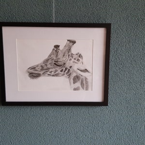 Giraffe Art | Digitale Datei von original Zeichnung | Handgemachte Grafitzeichnung | Wandbild Tier