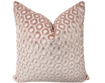 Pindler - Hendon Rosewater - Blush Velvet - Hexagon - Light Pink Pillow Cover