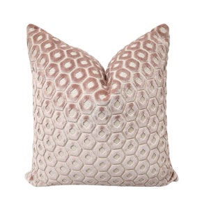 Pindler - Hendon Rosewater - Blush Velvet - Hexagon - Light Pink Pillow Cover
