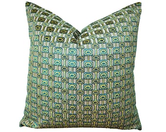 Gaston Y Daniela - Ines Verde - Green - Mohair - Geometric- Pillow Cover