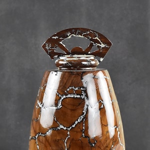 Fractal Burning Turn Wood Resin and Rosewood Cremation urn for human ashes Large Urn box Threaded Lid Funeral Adult Urn ashes Wooden Urn