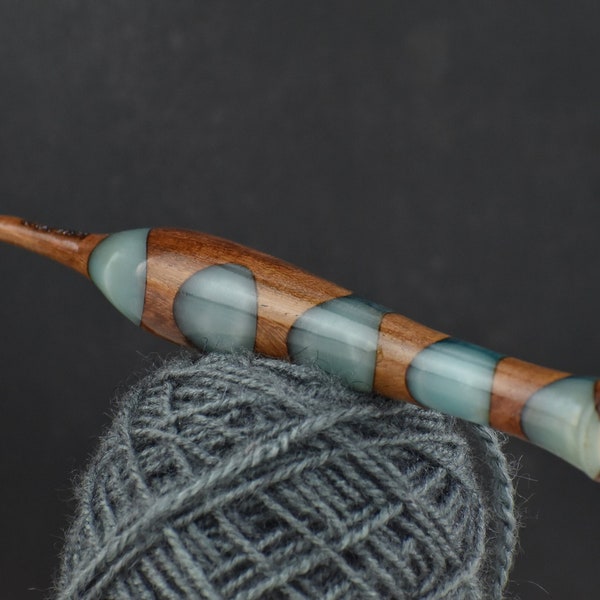Mélange de palissandre et de résine époxy Crochets Tricot et crochet Crochet ergonomique 3mm à 15mm taille déférente manche souple