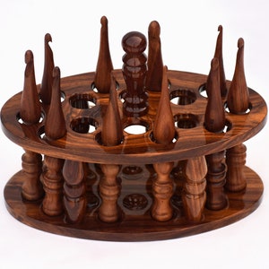 Rosewood Crochet Hook Set & Holder: Handmade Ergonomic Knitting Organizer