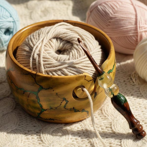 Aguja de crochet ergonómica de palisandro con mango de resina epoxi