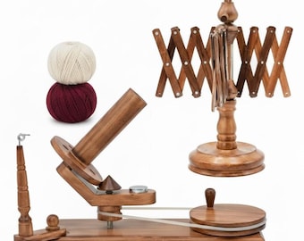 Handmade Wooden Yarn Winder & Swift Set – Durable Knitting and Crochet Winding Tool Winder