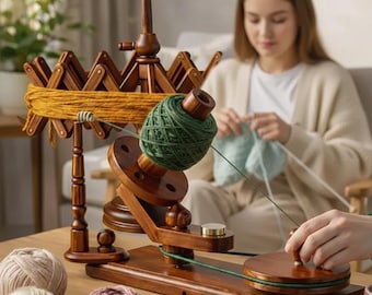 Ręcznie robiony drewniany nawijacz i przewijarka do włóczki – regulowane narzędzie do robienia na drutach i szydełkowania, zapewniające bezproblemowe nawijanie włóczki