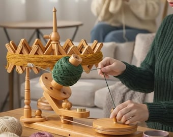 Large Rosewood Yarn Winder | Handmade Wooden Ball Winder for Knitting, Crochet & Fiber Crafts
