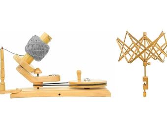 Zestaw do nawijania włóczki i jerzyka z drewna bukowego: narzędzie do robienia na drutach na blacie stołu