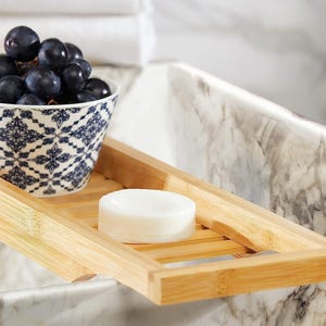 Mangowood Bath Caddy, Natural Wood Bathtub Tray, Sustainable Bathroom Decor image 9