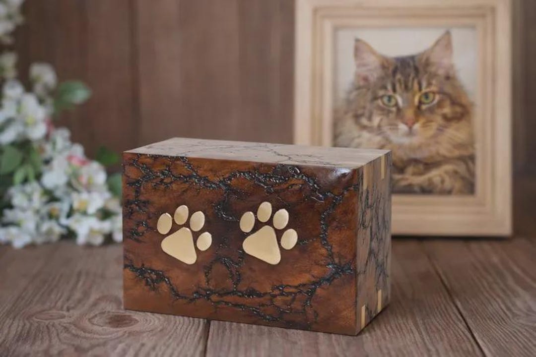 Engrave Wooden Pet Urn | Paw Print Pet Memorial Box | Handmade ...
