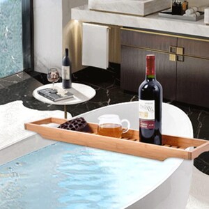 Mangowood Bath Caddy, Natural Wood Bathtub Tray, Sustainable Bathroom Decor image 11