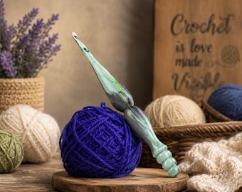 Handmade Ergonomic Resin Wood Crochet Hook, Luxury Gift, 3–12 mm Sizes