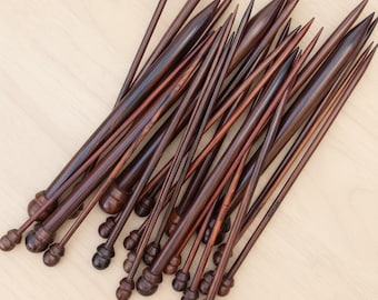 Juego de agujas de tejer de palisandro hechas a mano: 26 piezas (longitudes de 12 pulgadas)