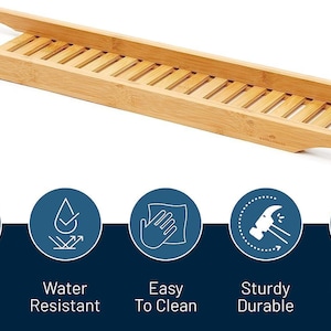 Mangowood Bath Caddy, Natural Wood Bathtub Tray, Sustainable Bathroom Decor image 7