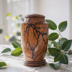 Handcrafted Rosewood Personalized Cremation Urn, Turquoise Lightning Inlay
