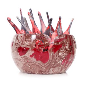 Handmade Marbled Resin Crochet Hook Set: Beechwood Yarn Bowl & Winder
