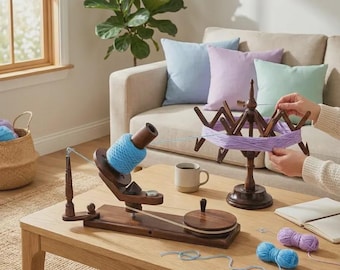Wooden Yarn Winder & Swift Set – Handcrafted Knitting = Crochet Yarn Holder, Smooth Fiber Organizer