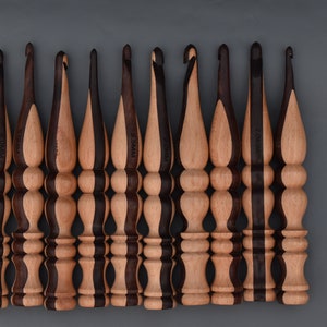 Handmade Rosewood Crochet Hook Set: 3.5mm-12mm Knitting Needles