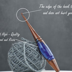 Ergonomic Resin Rosewood Crochet Hook: Handmade Craft Yarn Weave (3mm-15mm