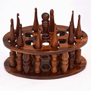 Rosewood Crochet Hook Set with Holder: Ergonomic Wooden Crochet Hooks