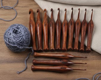 Handmade Rosewood Crochet Hook Set: Ergonomic Wooden Crochet Needles (3.5mm-12mm)