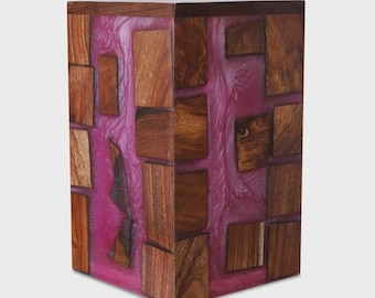 Wooden Cremation Urn for Ashes, Handmade Memorial Keepsake Box, Modern Funeral Urn