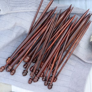 Handmade Rosewood Knitting Needle Set: 26 Pcs (12 Inch Lengths