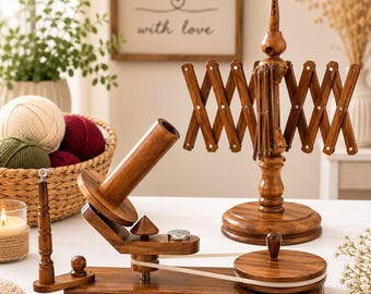 Large Rosewood Yarn Winder | Handmade Wooden Ball Winder for Knitting, Crochet & Fiber Crafts