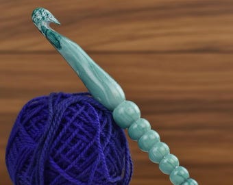 Hydro Dipped Ergonomic Rosewood Crochet Hook | Handmade Smooth Wooden Hook for Knitting & Yarn Craft