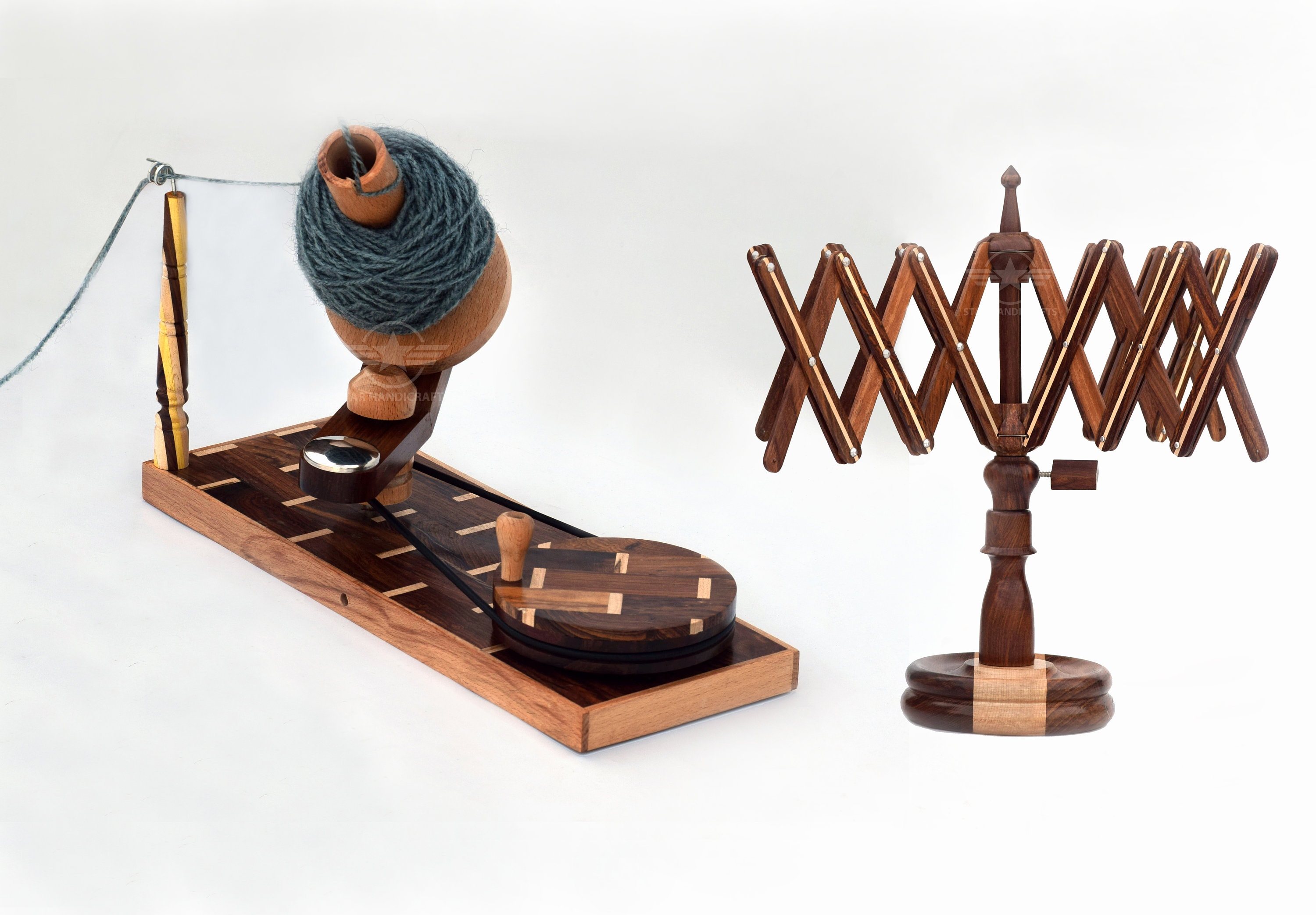 Rosewood and Beechwood Yarn winder and swift yarn winder combo Jumbo yarn winder Hnad-operated Knitting and crochet yarn winder Skein winder