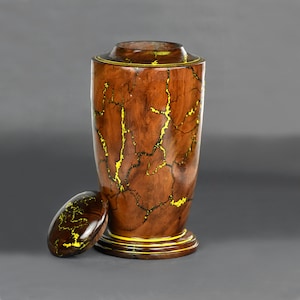 Fractal Burning Turn Wood Adult Cremation Urns | Wooden Urns for Ashes   Funeral Urn for Human Ashes