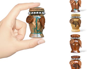 Mini urna commemorativa da 3 pollici, contenitore per ceneri in resina, piccola urna commemorativa in legno