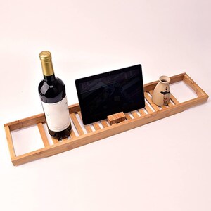 Mangowood Bath Caddy, Natural Wood Bathtub Tray, Sustainable Bathroom Decor image 6
