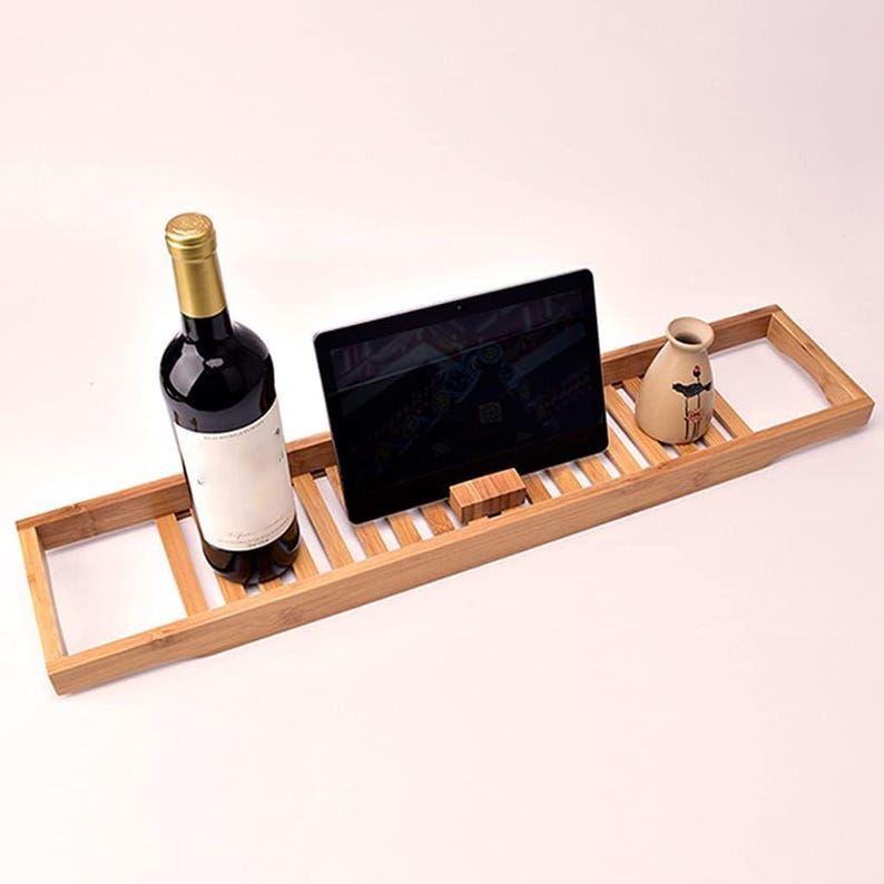 Mangowood Bath Caddy, Natural Wood Bathtub Tray, Sustainable Bathroom Decor image 6