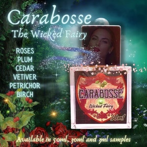 Carabosse The Wicked Fairy - A strong dark spooky rose perfume with Cedar, Sandalwood and Roses. Available in 50ml, 30ml and 3ml samples
