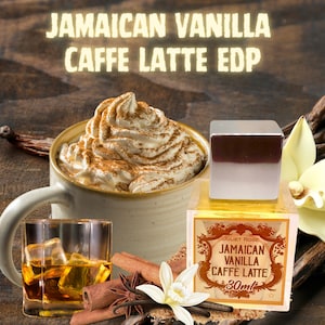Jamaican Vanilla Caffe Latte EDP - Warm Sweet Coffee Gourmand with notes of whipped cream, spices, rum, coffee, cinnamon vanilla.
