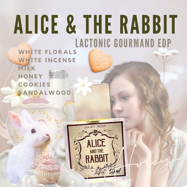 Alice & The Rabbit - Lactonic Marshmallow Skin Scent Gourmand Musk with Honey, Milk, Vanilla, Cookies, Jasmine, Tonka Bean, Sandalwood