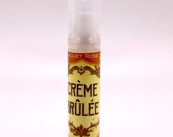 Crème Brûlée EDV - 3ml Muster. Cremiges laktonisches Vanillepuddingduft mit Noten von verbranntem Zucker, Toffee, Karamell, Butter und Keks.